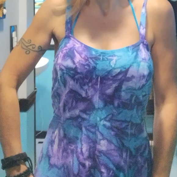 Turquoise/purple sleeveless dress - Picture 5 of 12